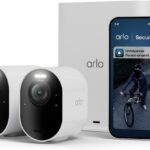 Arlo Ultra 3 Überwachungskamera Aussen WLAN, Kabellos, 4K UHD, KI-Erkennung, Auto-Tracking, Farb-Nachtsicht, Zwei-Wege-Audio, Lokaler Speicher, mit Arlo Secure Testversion, 2 Kameras mit Smarthub