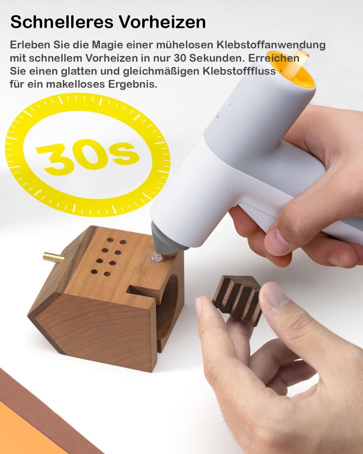 HOTO Heißklebepistole Akku Heissklebepistole, 30s Schnell Aufheizen Klebepistole, Typ-C Hot Glue Gun mit 10 Klebesticks, Heißklebepistole Kabellos für DIY, Haus & Büro Reparatur – Bild 2