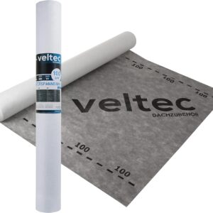 Dachunterspannbahn, Dachfolie, Unterdeckbahn, Dampfsperre, Unterspannbahn 1,5m x 10m,25m,50m Unterdeckbahn VELTEC 100 g/m² Rolle 75m² Dach… (37,5m² (25m x 1,5m))