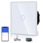 BSEED WLAN Smart Touch Lichtschalter (Neutralleiter Erforderlich), WIfI Schalter aus Glas, Alexa und Google Home Work mit Tuya, 1 Fach 1 Weg Weiß