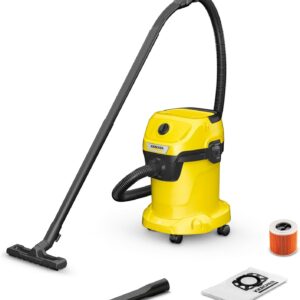 Kärcher Nass-/Trockensauger WD 3 V-17/4/20, inkl. Patronenfilter, Vliesfilterbeutel, 1.000 W, Kunststoffbehälter: 17 l, Saugschlauch: 2 m und Schlauchaufbewahrung, Blasfunktion, Boden- und Fugendüse