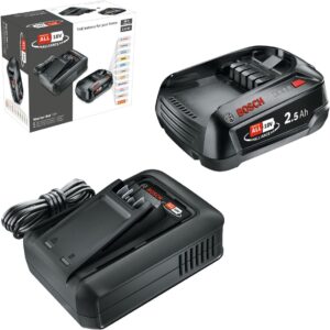 Bosch Akku und Schnellladegerät Starter Set 18V (1x 2,5Ah Li-Ionen-Akku; 1x Schnellladegerät; Power for All 18V Alliance)