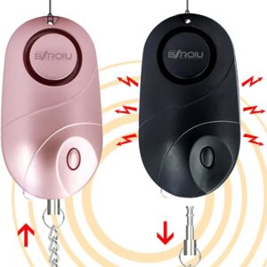 Persönlicher Alarm – Schlüsselanhänger mit Sirene für Selbstverteidigung und Sicherheit, tragbares Gerät für Frauen, Kinder und Senioren (Roségold+Schwarz)