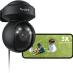 Reolink 4K PTZ Überwachungskamera Aussen WLAN, 3X Optischer Zoom, Auto-Tracking, 2,4/5GHz Wi-Fi 6, Person/Auto/Tiererkennung, Spotlights, 2-Wege-Audio, E1 Outdoor Pro (Schwarz)