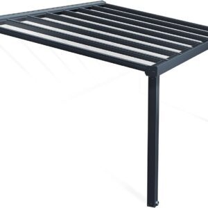 Canopia by Palram Terrassenüberdachung Alu Stockholm 3.4X5.2 Polycarbonat Hohlkammerplatten Pergola 515 x 341 cm Grau zur Überdachung ihrer Terrasse