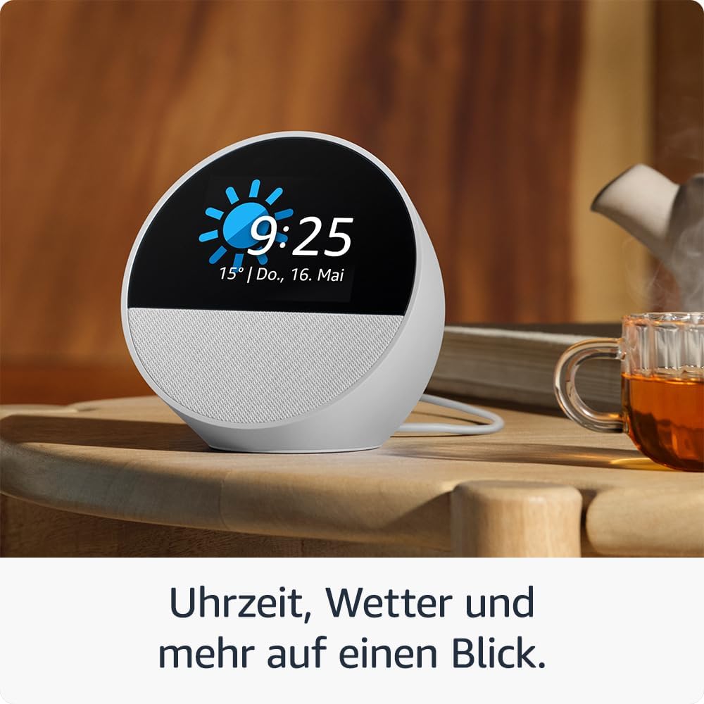 Amazon Echo Spot (neueste generation), smarter Wecker mit sattem Klang und Alexa, Blau – Bild 3