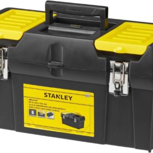 STANLEY Werkzeugbox Werkzeugkoffer leer Werkzeugkasten (19", 49x26x25cm, herausnehmbare Ablage, Box mit zwei Organizern für Werkzeuge, robuster Koffer mit Metallschließen, inkl. Griff) 1-92-066
