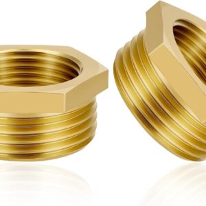 Flintronic 2 Stück Messing Reduzierstück 1 auf 3/4 Zoll, Ø 32.5mm Außengewinde auf Ø 25mm Innengewinde, AG/IG Reduzierung mit Sechskant für Industrie, Gewerbe, Garten und Haushalt