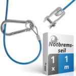 valonic KFZ Abreisseil für Anhänger und Wohnwagen, 1m, blau, mit Karabiner, 250kg Bruchlast, Abrissseil mit Gabelkopf (Schäkel), Reißleine, Abreißseil