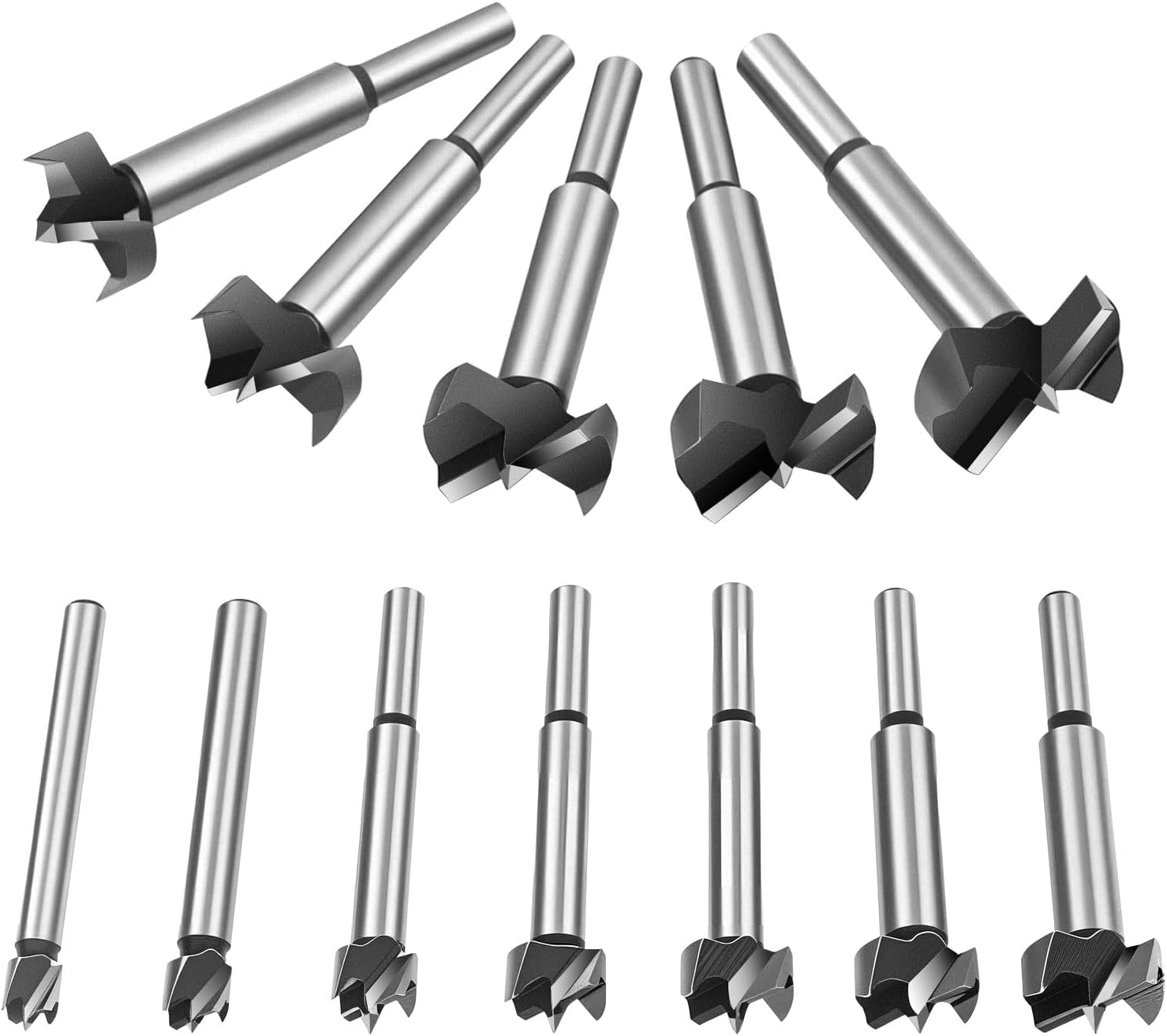Flintronic Professional ForstnerBohrer, 12 Stück Forstner Bit, Cutter mit Rundschaft, Bohrer für Holz, Zubehör Bohrmaschine für Holzbearbeitung(10,12,15,18,20,22,25,26,28,30,32,35mm)