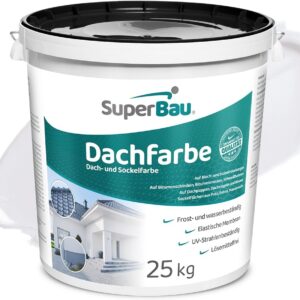 Dachfarbe Weiß 25 kg (≈62,5m²) Wasserdicht Fassadenfarbe für Außen Dachbeschichtung für Blechdach Bitumen Dachpappe Schindeln Putz