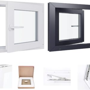 Kunststofffenster Kellerfenster Fenster - 2 Fach Verglasung - weiß/weiß - BxH: 600x400 mm - DIN Rechts