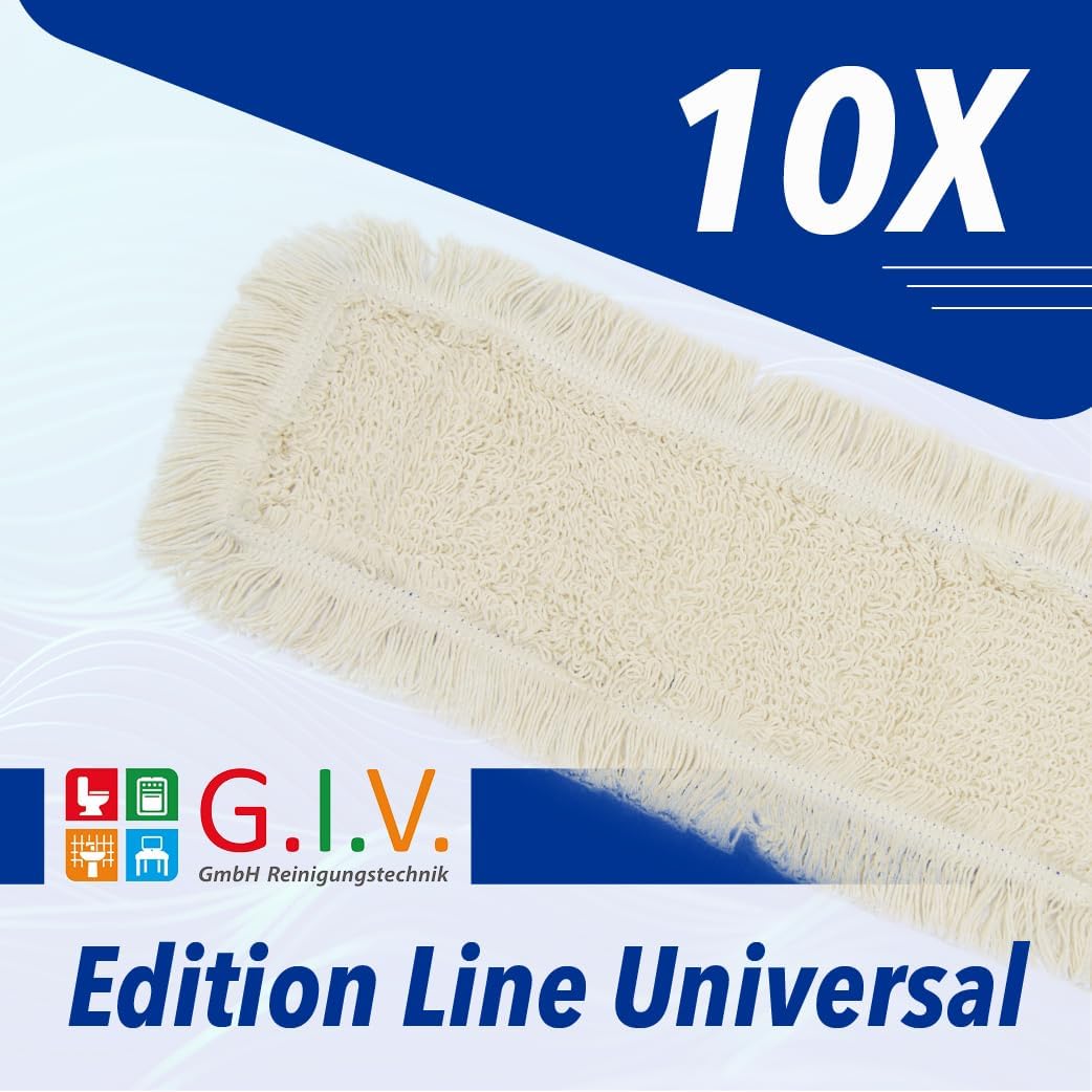 Baumwollmopp Wischbezug 50cm, weiß - Ersatzbezug für Bodenwischer - Wischmopp Bezug für alle gängigen Klapphalter - hohe Schmutzaufnahme - Trocken & Nass Reinigung (10x) – Bild 2