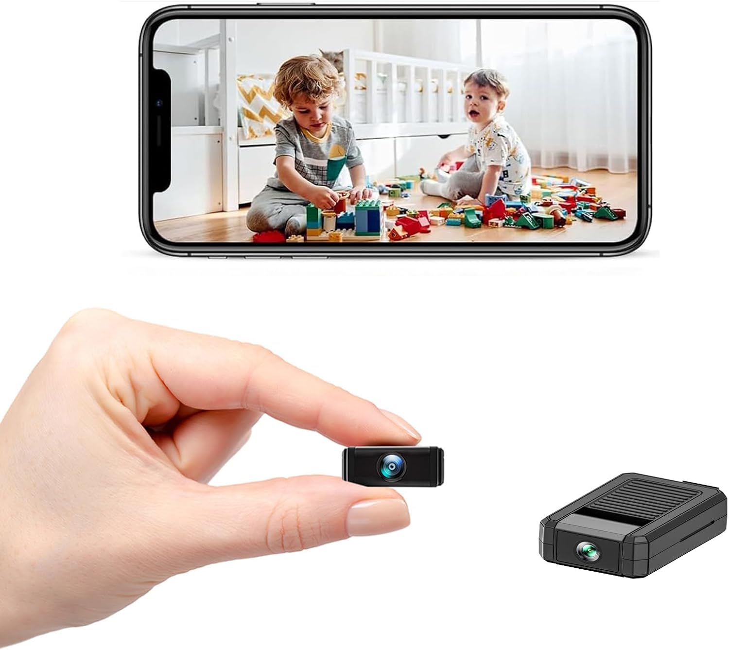 Mini WLAN Kamera, 4K HD Überwachungskamera 180° drehbarem Objektiv, Remote Viewing für Sicherheit mit APP, mit Nachtsicht, Bewegungserkennung