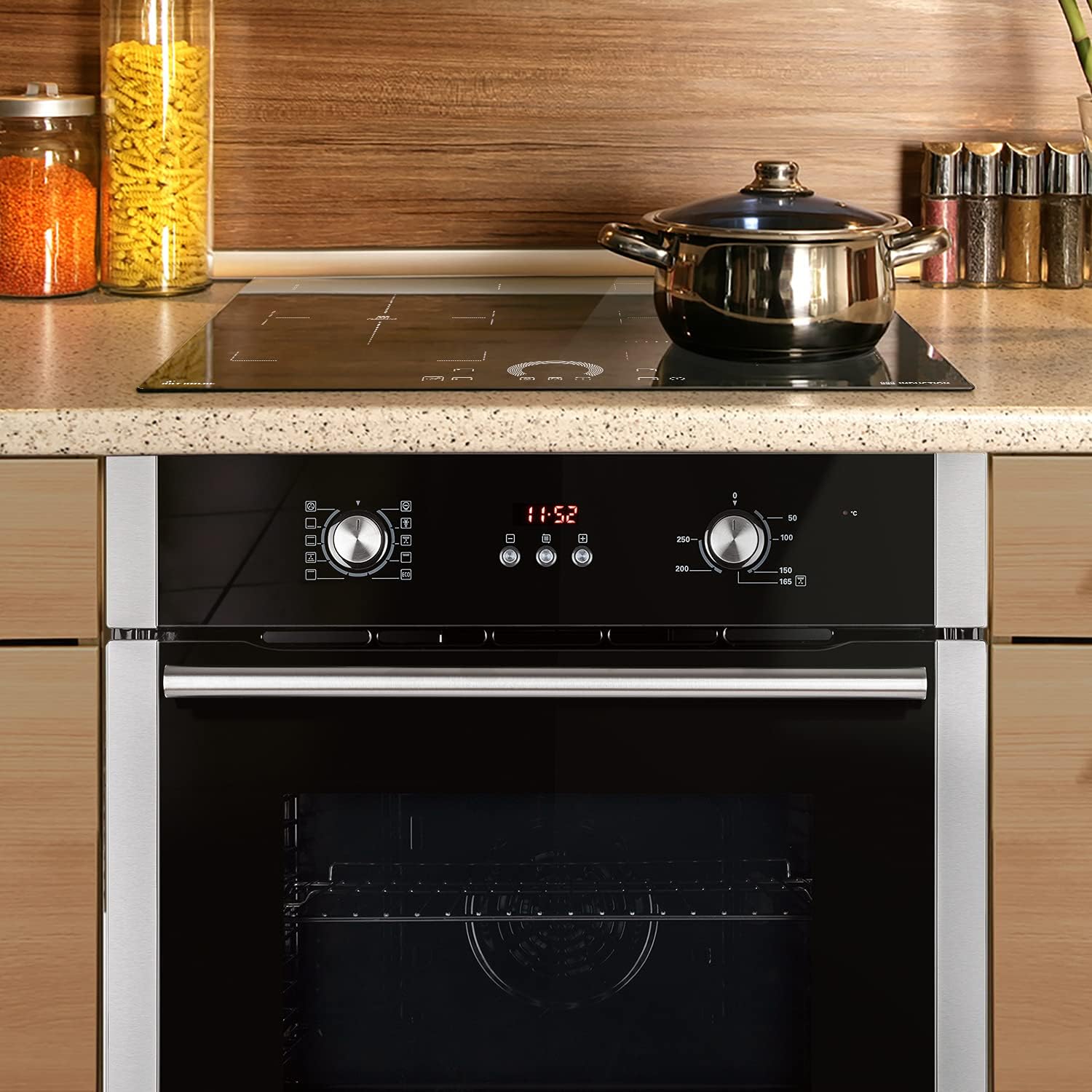 Autarkes Herdset: 60cm Einbaubackofen BO8805SS + 59cm Induktionskochfeld IH85904FZ / Grill/Heißluft/Automatik-Timer / 2-fach Wärmeschutzverglasung/Kindersicherung / SET8805IH594FZ – Bild 2