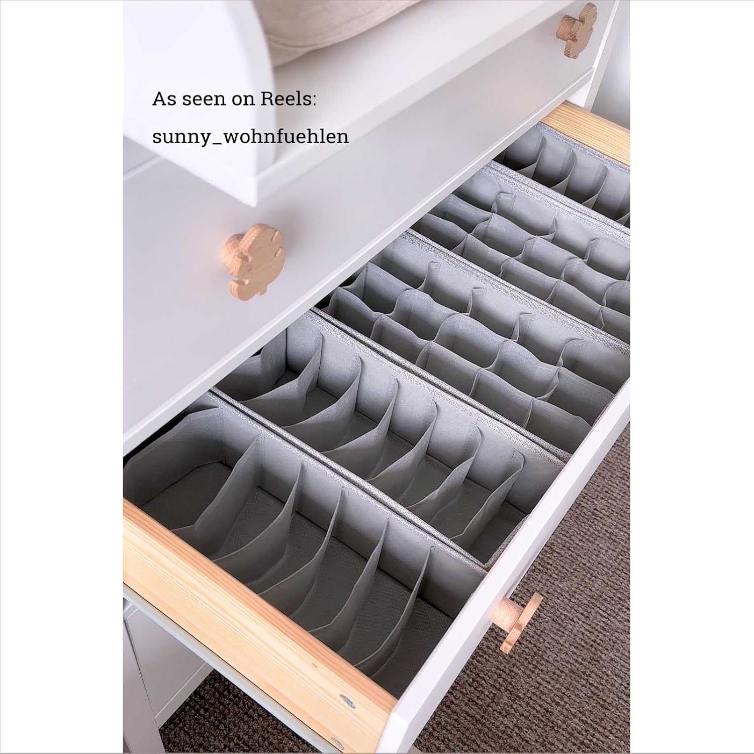 SIMPLE JOY® HEMNES Organizer, Schadstoffgeprüft, DAS ORIGINAL; Stabiler Boden; Schubladen Ordnungssystem für Wickelbedarf, Kinderkleidung, Socken, Unterwäsche; 5er Set, passgenau für ikea Kommode – Bild 4