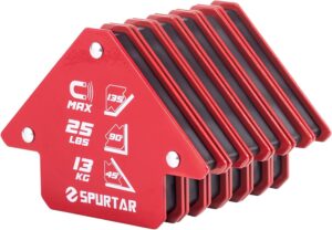 Spurtar 6 Stücke Schweissmagnet Set, 13KG Schweißmagnete und Klemmen, Starker Magnetwinkel Schweißwinkel, Pfeilmagnet, Metallarbeiten, Mig-Werkzeuge und Ausrüstung, 45, 90, 135 180 Grad