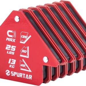 Spurtar 6 Stücke Schweissmagnet Set, 13KG Schweißmagnete und Klemmen, Starker Magnetwinkel Schweißwinkel, Pfeilmagnet, Metallarbeiten, Mig-Werkzeuge und Ausrüstung, 45, 90, 135 180 Grad