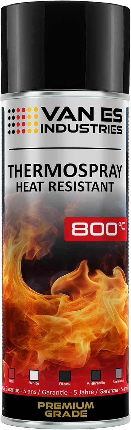 Thermolack Spray Ofenlack Auspufflack Hitzebeständiger Lack Ofenfarbe 800°C div. Farben (Schwarz)
