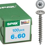 SPAX Für den Holzbau, Tellerkopf, T-Star plus, 4-Cut, Vollgewinde, A2, 1.4567, Edelstahl Rostfrei A2, 6,0 x 60 mm, 100 Stück