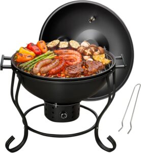 Tragbarer Holzkohle-Kugelgrill mit Aktivbelüftung & Thermometer
