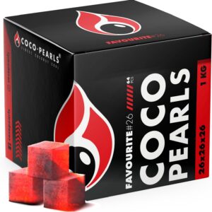 COCOPEARL Kokos Kohle, 100% Natürliche Kokosnuss Kohle, Brenndauer Bis 90 min, Kein Geschmack Naturkohle, Ideal für BBQ und Grillkohle, Umweltfreundlich (Favorite26, 1kg - 26mm)