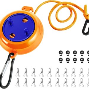 Wäscheleine Ausziehbar, Wäscheleine Camping Tragbare 10m Reise Urlaub Outdoor wäscheschnur Wäscheständer für Badezimmer, Waschküche, Garten oder Reise (Orange)