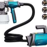 Tilswall Farbsprühsystem Shark 800 HVLP Elektro120 DIN-s Lackierpistole Elektrisch mit 4 Düsen und 3 Sprühmodi für Innen- und Außenwandfarben (Blau)
