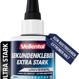 Sekundenkleber Gel Extra Stark universal - Superkleber wasserfest, hitzebeständig & mit Nadel Verschluss gegen Austrocknung - Alleskleber für Plastik, Kunststoff, Glas, Holz, Metall uvm.