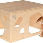 Resch Nr18 Kaninchenhöhle naturbelassenes Massivholz aus Fichte /großes Haus mit zwei Eingängen im "Höhlen-Design" / 40x31x23 LxBxH