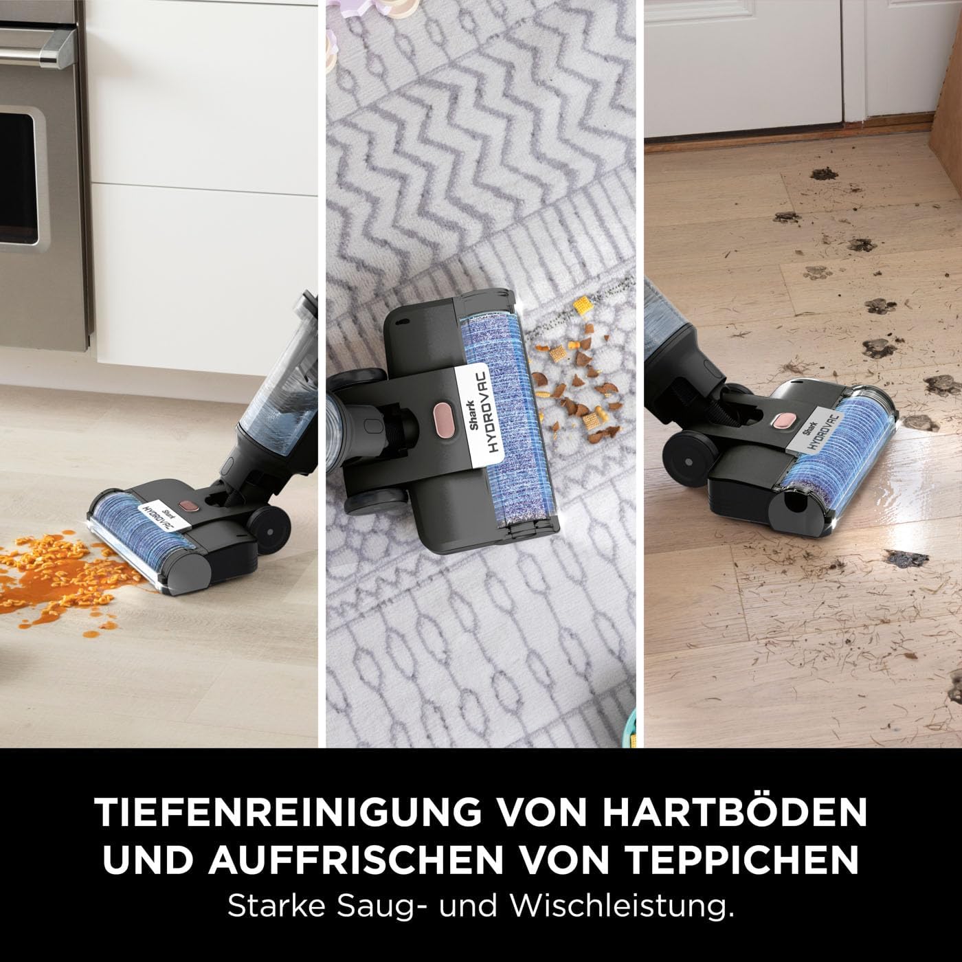 Shark HydroVac Kabelloser Nass Trockensauger mit antimikrobieller Bürstenrolle, Mehrzwecklösung geruchsneutralisierend, selbstreinigender Bodenreiniger, saugt & wischt, Grau WD210EU – Bild 3