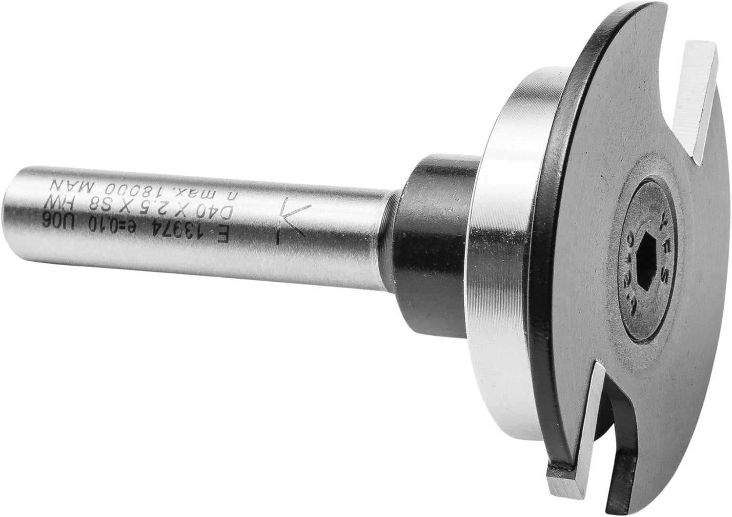 ENT 13974 Scheibennutfräser HW, Schaft (S) 8 mm, Durchmesser (D) 40 mm, NL 2,5 mm, ØKL 28 mm, T 6 mm, GL 55 mm, auf Spindel montiert mit Kugellager 28 mm – Bild 5