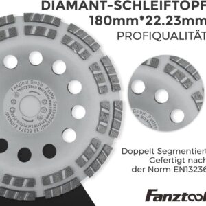 FANZTOOL Diamantschleiftopf 180 mm + Absaughaube für Winkelschleifer Betonschleifer (mit 180mm Schleiftopf x 2)