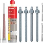 Schwerlastbefestigung SET M10x165mm VERZINKTER STAHL 5.8 FISCHER Montagemörtel VL300 T + 4 Gewindestangen + 4 Siebhülsen 16x85mm + Zylinderbürste/Klebeanker Ankerstangen