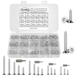 M2 M2,3 M2,6 M3 Blechschrauben Set,760 Stück Torx Selbstschneidende Schrauben,Holzbauschrauben Edelstahl Senkkopf-Torx-Selbstbohrschrauben,Kleine Schrauben Sortiment mit T6 T7 T8 T10 Bits.