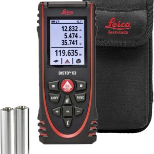 Leica DISTO X3 – robuster Laser Entfernungsmesser (Schutzklasse IP65) mit Bluetooth (App-Nutzung) für Distanzmessungen unter härtesten Bedingungen (Innenbereich mit 150 m Reichweite)