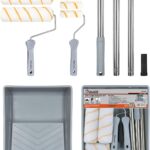 ROLLINGDOG Farbroller Set – 22,9 cm Farbrollen und Tabletts, Rollen Sets zum Malen, Farbroller Set mit Verlängerungsstange, 10 Stück