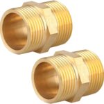 Doppelnippel G1 Zoll(Ø 32,5mm) Messing Außengewinde, 2 Stück Doppelnippel Sechskant G1" AG/AG, DN25, Verbindungsstück 2xAG Gewindefitting, Doppel Nippel Messing Fittings für Trinkwasser geeignet