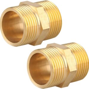Doppelnippel G1 Zoll(Ø 32,5mm) Messing Außengewinde, 2 Stück Doppelnippel Sechskant G1" AG/AG, DN25, Verbindungsstück 2xAG Gewindefitting, Doppel Nippel Messing Fittings für Trinkwasser geeignet