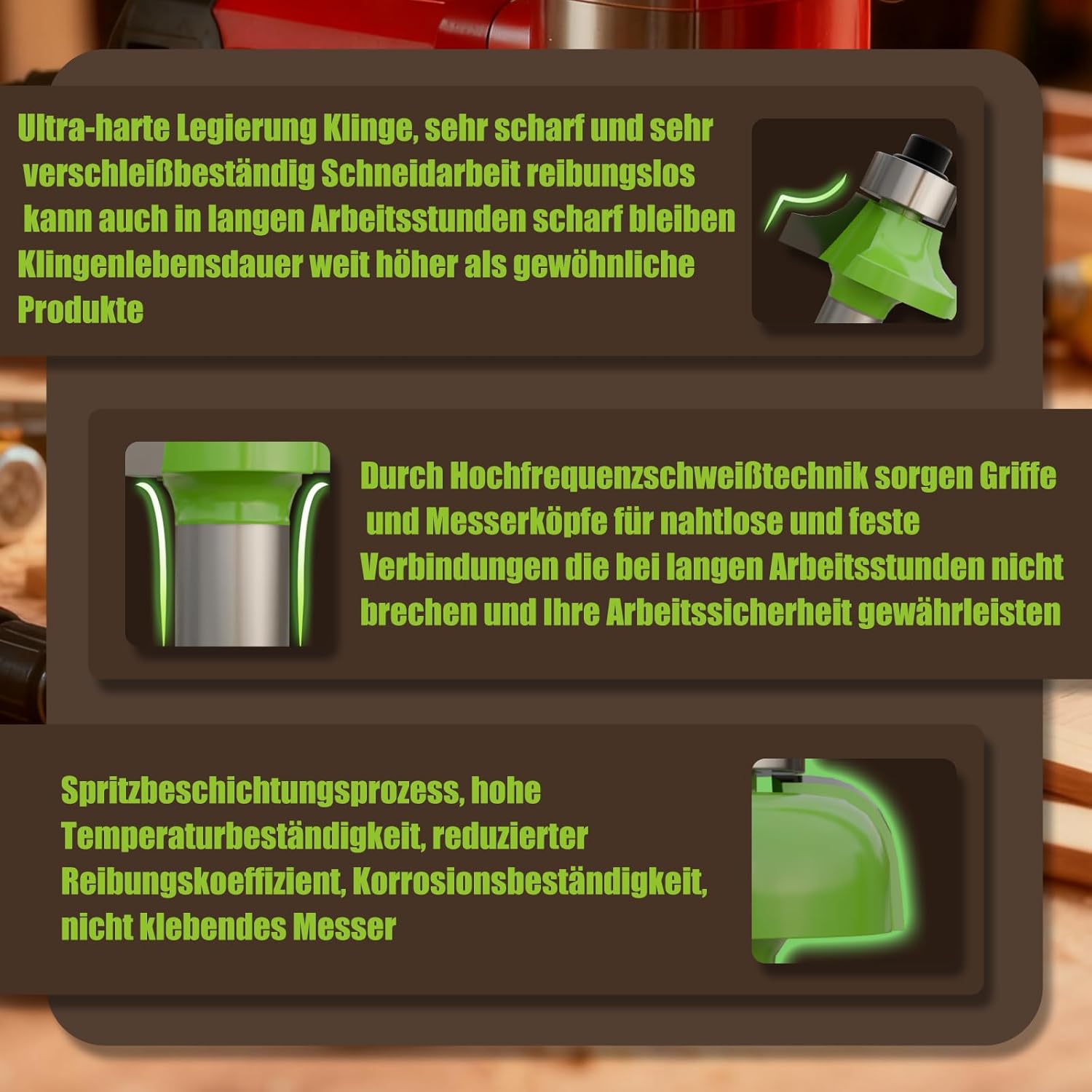 CSOOM 6-teiliger Satz professioneller Oberfräser und Hartmetallfräser zum Schneiden und Trimmen von Holz – Bild 4