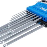 BGS 9801 | Winkelschlüssel-Satz | 13-tlg. | extra lang | Zollgrößen | Innensechskant/Innensechskant mit Kugelkopf 0,05" - 3/8"