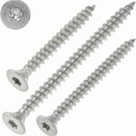 Spanplattenschrauben Edelstahl A2 – 4,5x80 mm, 100 Stück mit Vollgewinde, Torx, Senkkopf, ETA Zulassung, Edelstahlschrauben TX20