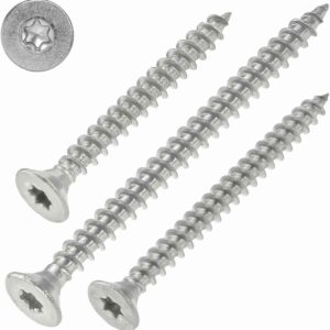 Spanplattenschrauben Edelstahl A2 – 4,5x16 mm, 100 Stück mit Vollgewinde, Torx, Senkkopf, ETA Zulassung, Edelstahlschrauben TX20