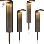 Solarleuchten für Außen 4 Stück, 400LM Garten Solarleuchten mit Bewegungsmelder, 2-Phasen-Farbwechsel (3000K/6500K) LED, IP65 wasserdicht für Hof, Einfahrt & Wege