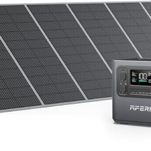 AFERIY Solar Generator 2400W mit 400W Solarmodule, 2048Wh Tragbare Powerstation (4800W Peak), LiFePO4 Batterie, 220V-240V, Faltbar Solarpanel mit USB, IP65, für Outdoor Camping, Reise, Stromausfälle