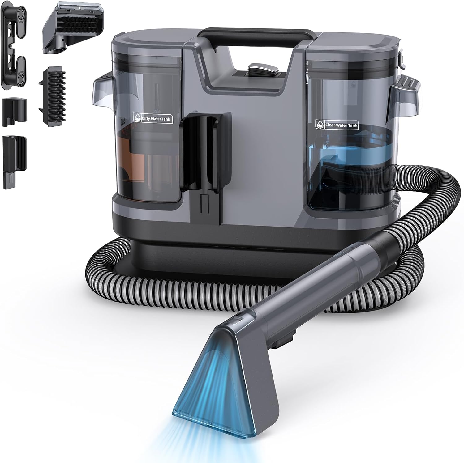 Lubluelu Nasssauger Polsterreiniger Gerät, 600 W - 18 kPa Teppichreiniger Waschsauger, tragbares Teppich-Reinigungsgerät mit Selbstreinigung und langem Schlauch für Teppiche, Sofas & Auto-Innenräume