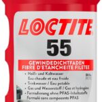LOCTITE 55, Gewindedichtfaden für schnelle Dichtung, Gewindedichtung für Rohrgewinde und Anschlussstücke, für Gewinde aus Metall und Kunststoff, 1x160m