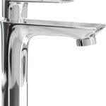Planetmöbel Wasserhahn Bad-Mischbatterie, Waschtischarmatur mit Keramik Kartusche, Armatur für Waschbecken Badezimmer, Einhebelmischer, Höhe 17 cm, chrom