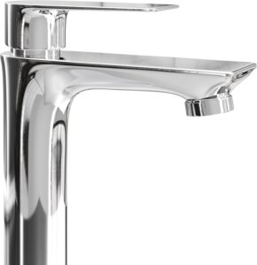 Planetmöbel Wasserhahn Bad-Mischbatterie, Waschtischarmatur mit Keramik Kartusche, Armatur für Waschbecken Badezimmer, Einhebelmischer, Höhe 17 cm, chrom