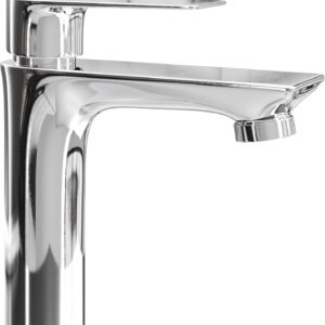 Planetmöbel Wasserhahn Bad-Mischbatterie, Waschtischarmatur mit Keramik Kartusche, Armatur für Waschbecken Badezimmer, Einhebelmischer, Höhe 17 cm, chrom